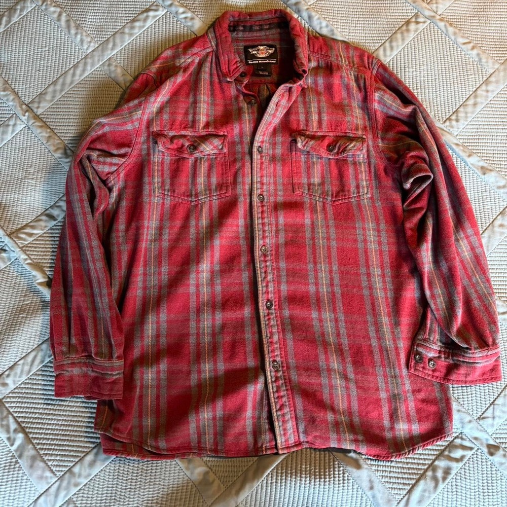Harley Davidson red flannel shirt Size XL